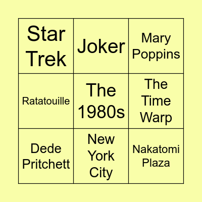 TV and Movies Bingo Card