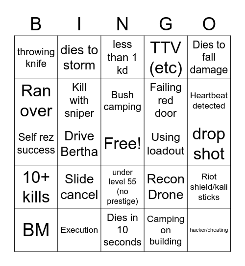 bigpuffer warzone bingo Card