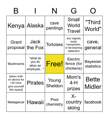 Burney Bingo Card