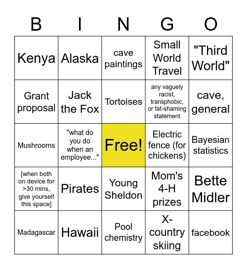 Burney Bingo Card