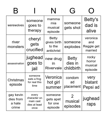 riverVale bingo card Bingo Card