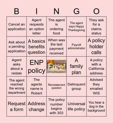 Call Center Bingo Card