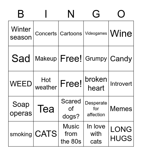How Much are You Like Me Bingo Card