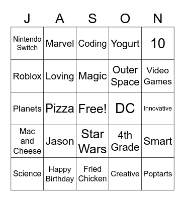 Jason Bingo Card