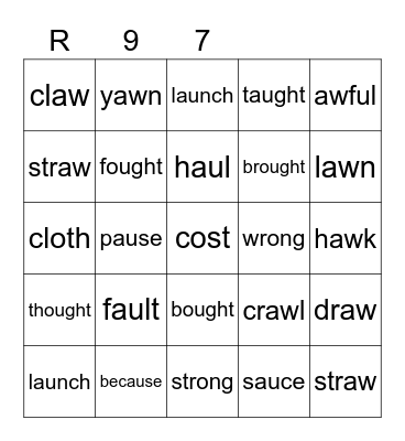 Red 97 Bingo Card