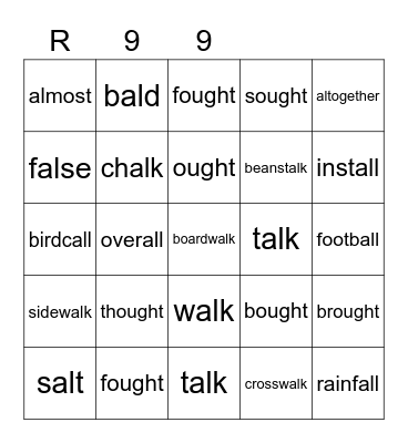 Red 99 Bingo Card