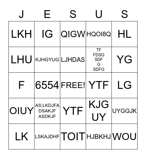 Sloan Canyon FWB Church Bingo Card