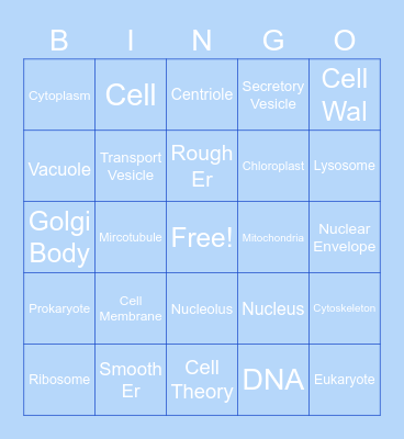 Biolidays Organelles Bingo Card