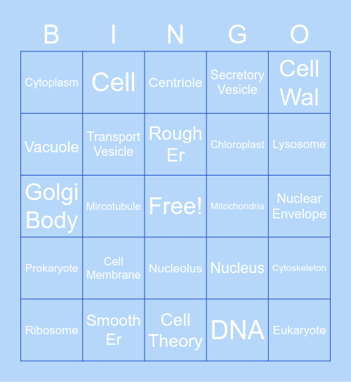 Biolidays Organelles Bingo Card