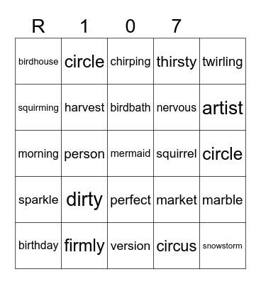 Red 107 Bingo Card