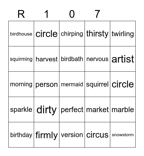 Red 107 Bingo Card