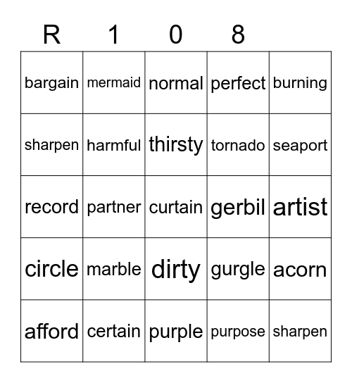 Red 108 Bingo Card