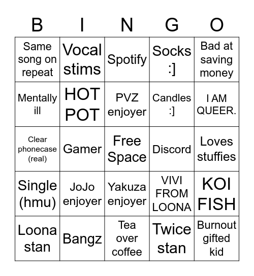 cy Bingo Card