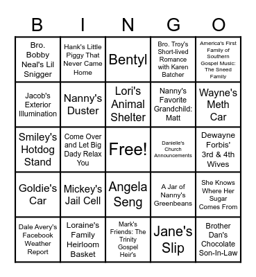 SEXTON FAMILY BINGO Card