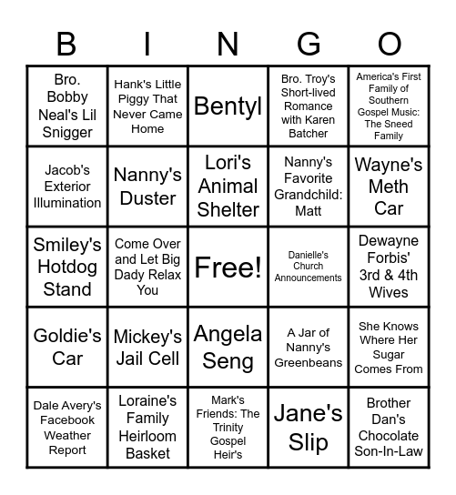 SEXTON FAMILY BINGO Card