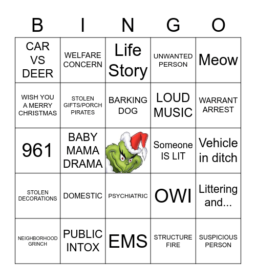 CHRISTMAS DISPATCH BINGO Card