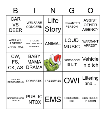 CHRISTMAS DISPATCH BINGO Card