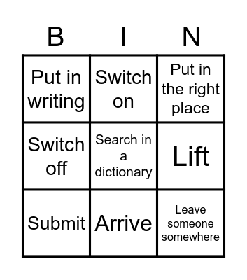 Phrasal verbs meanings Bingo Card