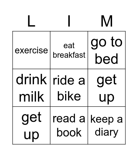 habit bingo Card