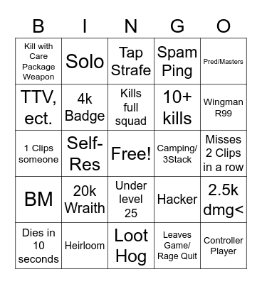 apex spectating Bingo Card