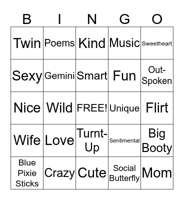 Robin's Birthday Bingo Card