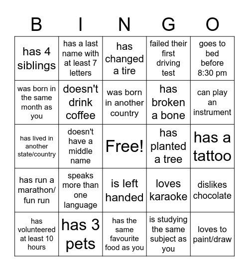 Find someone who... Bingo Card