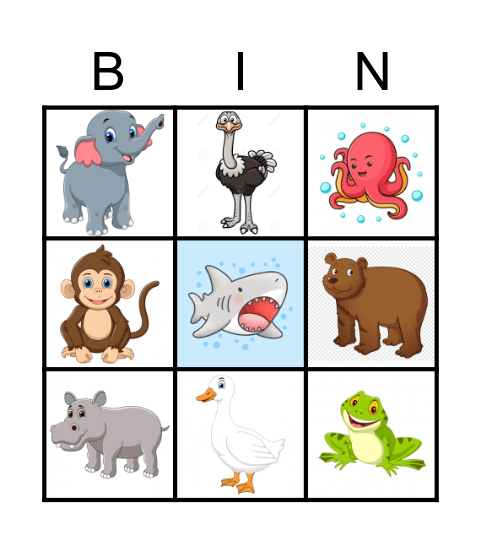 Animal Bingo Card
