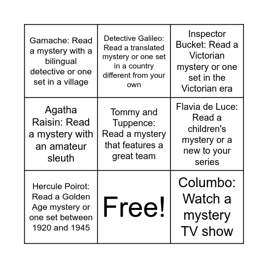 Cloak and Dagger Christmas Bingo Card