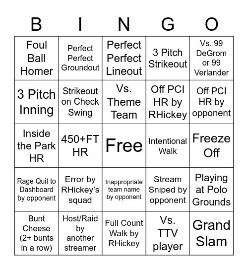 RHickey Bingo Card