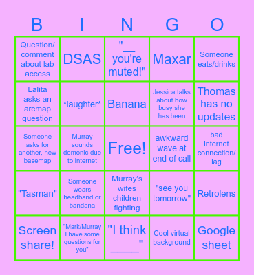 Thursday Bingo Card