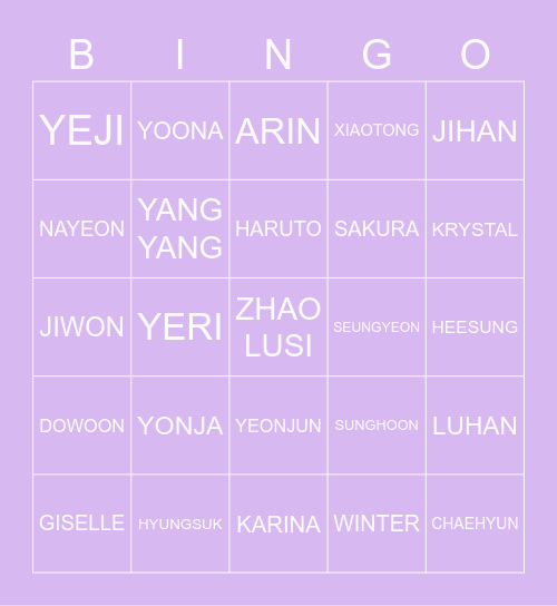ROSY ZHAO Bingo Card