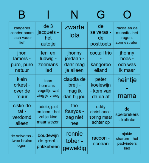 muzikale bingo Card
