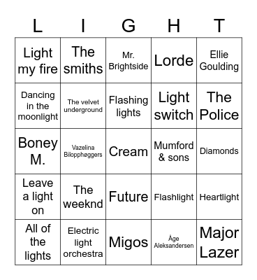 Light bingo Card