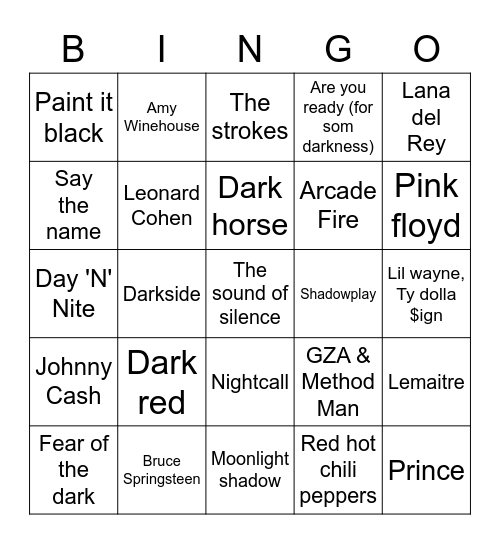 Darkness bingo Card