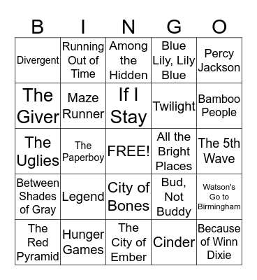Literature Bingo Card