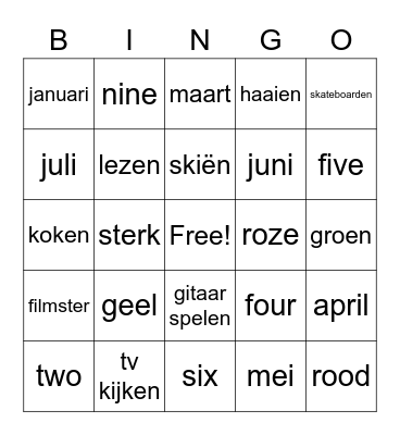 Bingo Engels Level 3 Bingo Card
