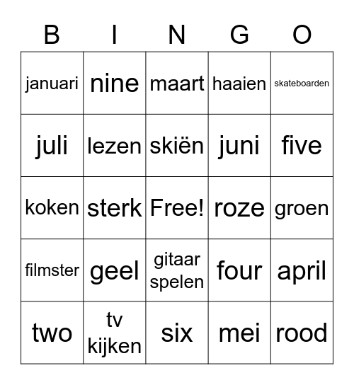 Bingo Engels Level 3 Bingo Card