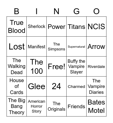 TV Show Bingo Card