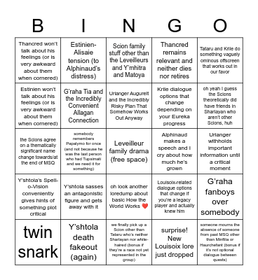 Endwalker Bingo (Scions Edition) Bingo Card
