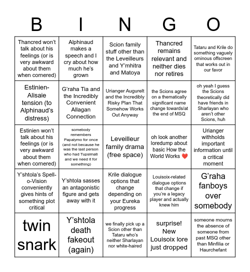 ENDWALKER BINGO (Scions Edition) Bingo Card