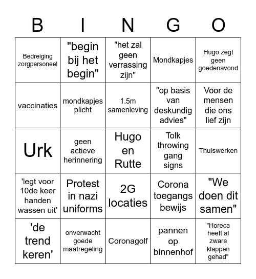 persconferentie bingo Card