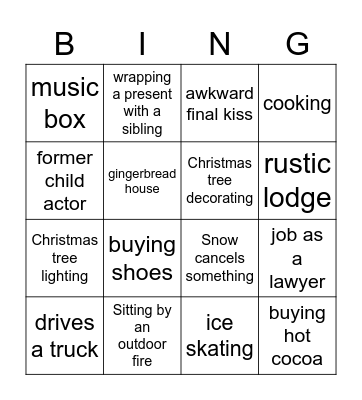 Hallmark Christmas Movie Bingo Card