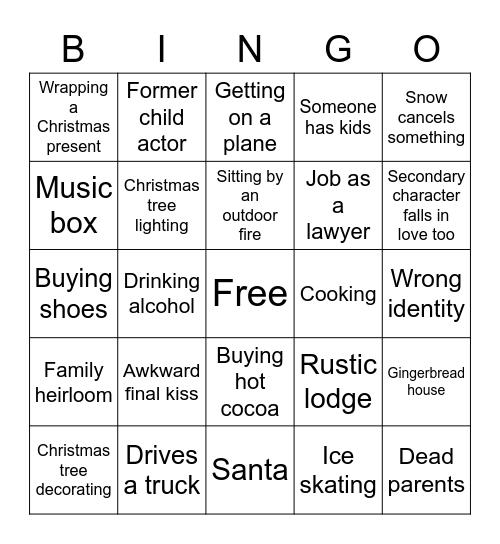 Hallmark Christmas movie bingo card Bingo Card
