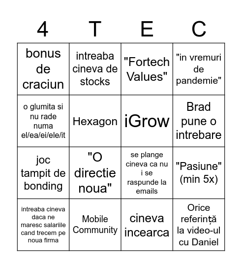 U2 All Hands Bingo Card