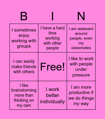 Build Us Up! Bingo Card