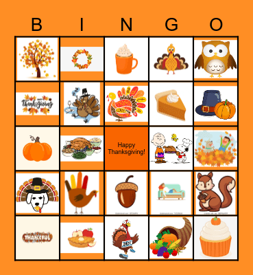 Innes Thanksgiving Bingo Card