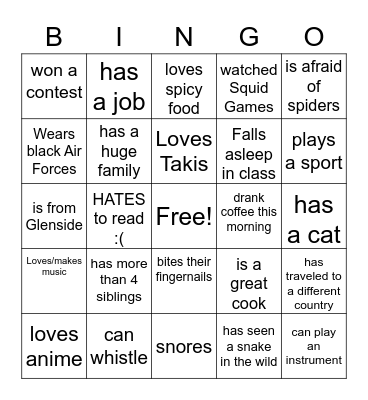 Find someone who.... Bingo Card