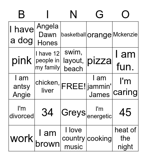 Getting to Know You Bingo Card