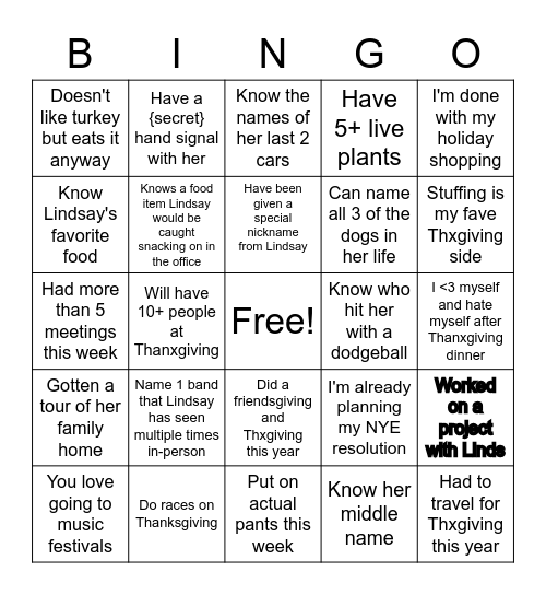 Lindsay's Boxiversay Bingo Card