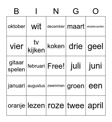 Engels Level 3 Bingo Card